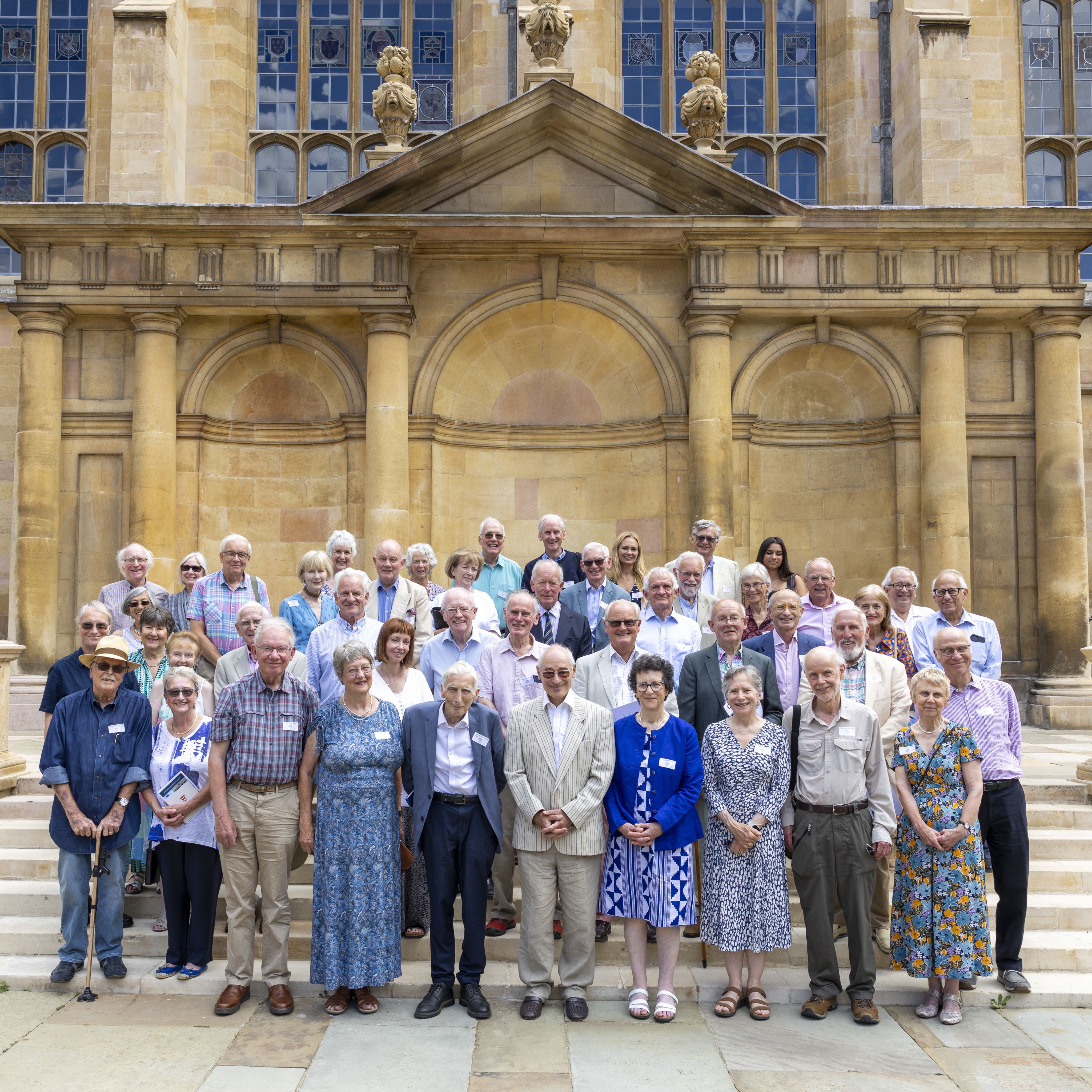 Group photo on the Tribune Steps, Nevile's Court
